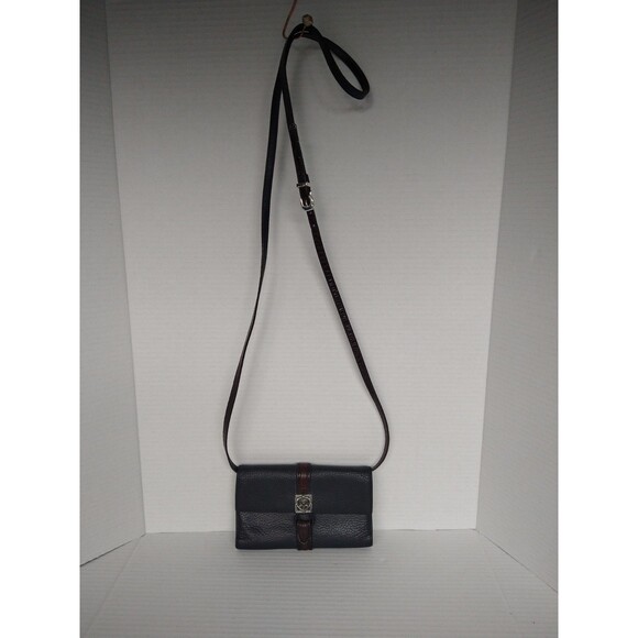 Brighton Handbags - Brighton Leather Crossbody Wallet Tri Fold Black Brown small mini pockets clutch